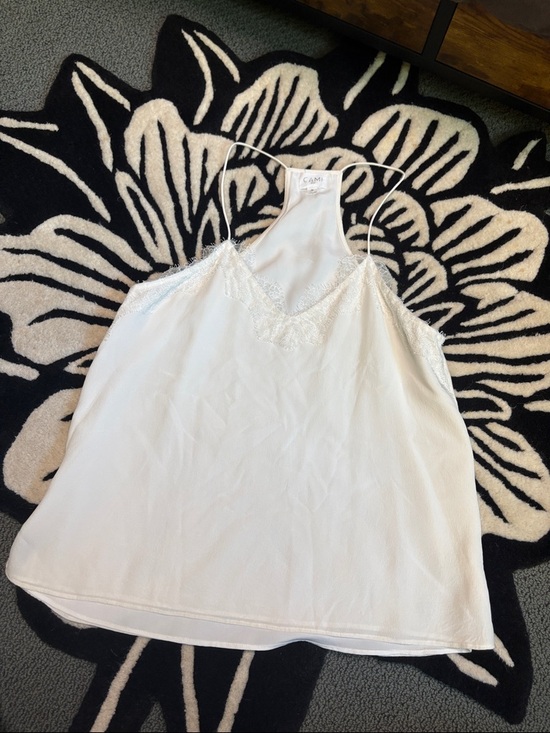 Cami NYC Tops - Cami NYC Cream Lace-Trim Racerback Silk Top